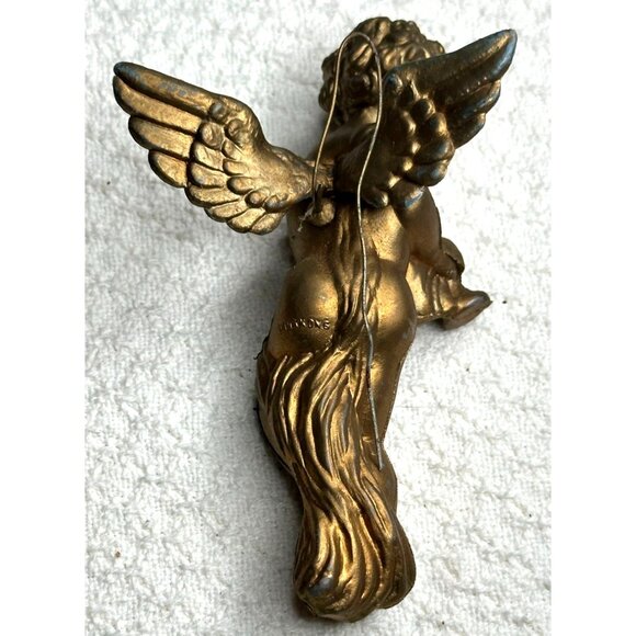Gold Cherub Plastic Tree Ornaments Hanging Set Musical Instrument Christmas VTG - Picture 7 of 7